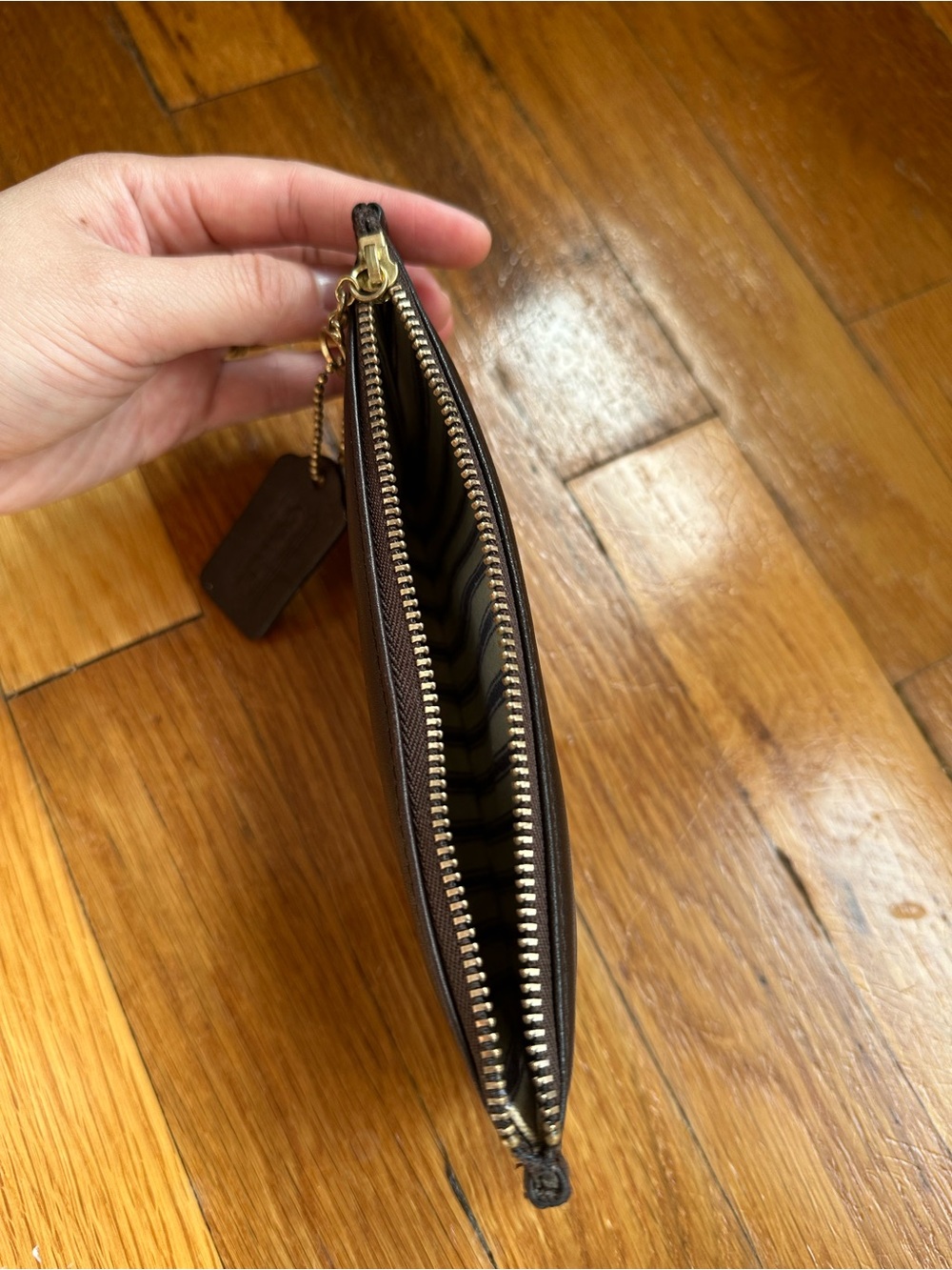Vintage COACH Skinny Case 7170 stripped interior brown Glovetanned Leather - Picture 6 of 9